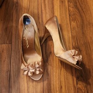 Champagne open toe stiletto 7.5